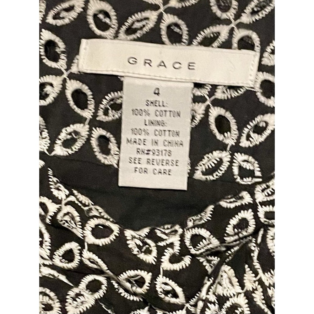 VTG Grace Mini Skirt 4 Lined High Rise Black White Eyelet Preppy Y2K Alt Goth - Picture 4 of 6